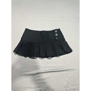VTG Wet Seal Ultra Mini Black With White Pinstripes Pleated Skirt XS Y2K Grunge